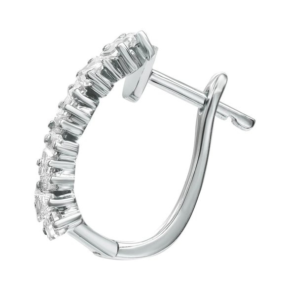 Baguette Cut Diamond Huggie Earrings Prong Setting 18K White Gold 0.58Cttw - Picture 3 of 5